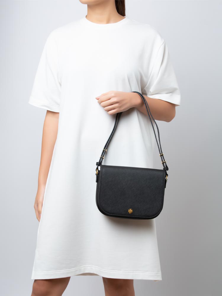 Emerson Saffiano Shoulder Bag Black