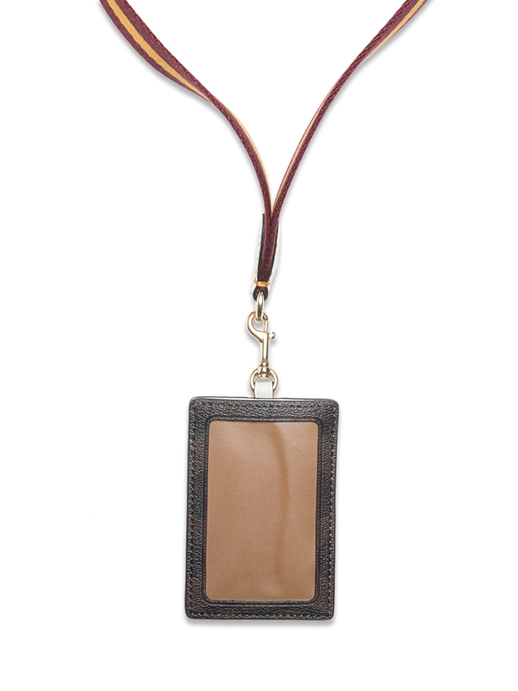 CB858 Signature Blocking Webbed Strap PVC ID Lanyard Brown Chalk Multi