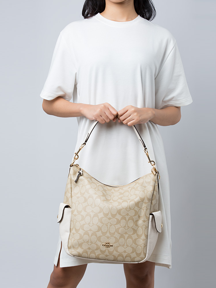 C1523 Signature Pennie Hobo Light Khaki Chalk