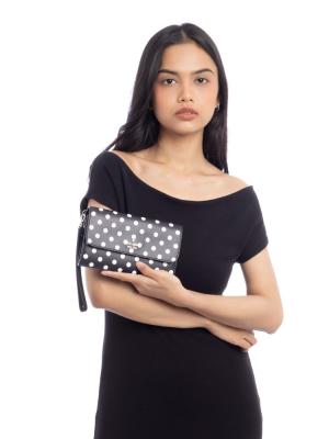 Cheers Charming Dot Boxed Medium Phone Wristlet Black Multi