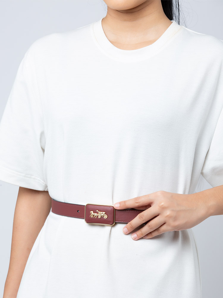 CC358 Grace Plaque Buckle 25 mm Belt Wine Oxblood Sz M