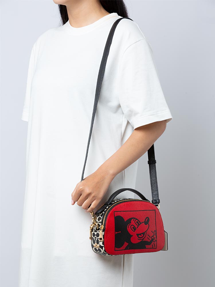 C6977 Signature Disney Mickey Mouse X Keith Haring Serena Satchel Electric Red Multi