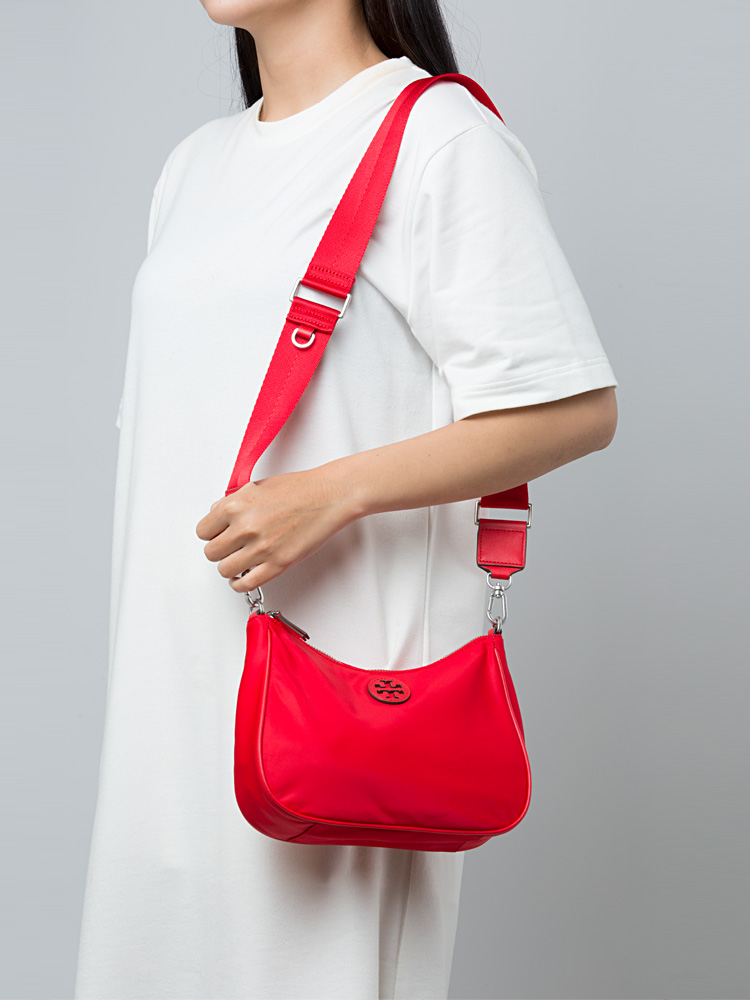 Nylon Web Mini Hobo Brilliant Red