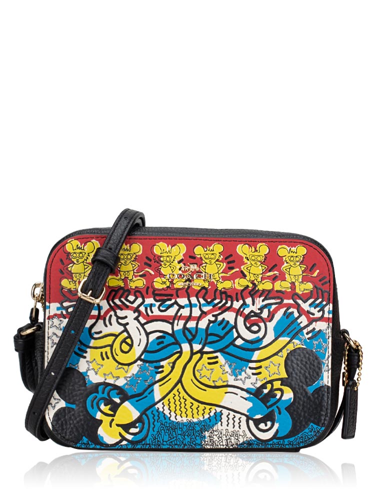 C6906 Disney Mickey Mouse X Keith Haring Mini Camera Bag Chalk Black Multi