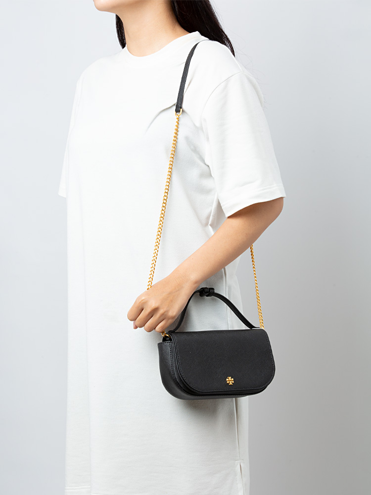Emerson Saffiano Top Handle Crossbody Black