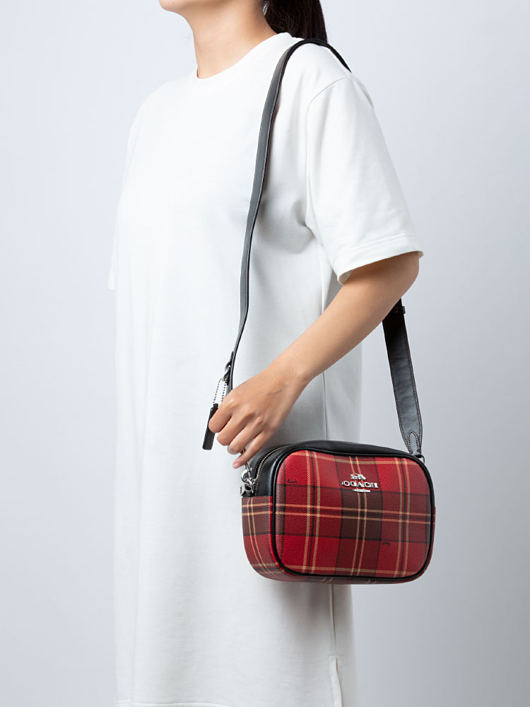 CC146 Plaid Mini Jamie Camera Bag Red Black Multi