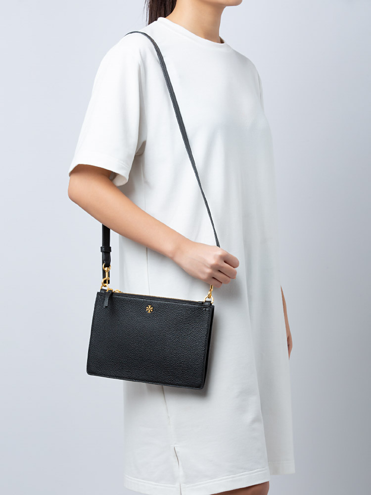Blake Double Zip Slim Crossbody Black