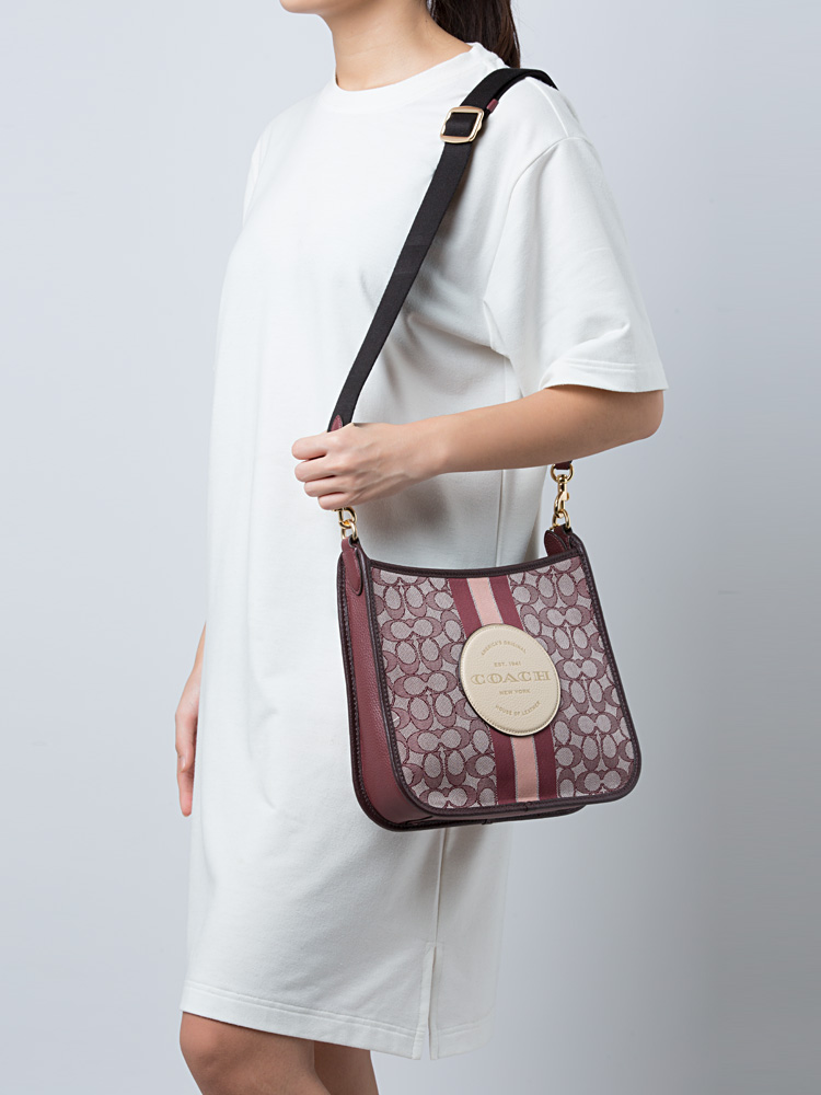 CA195 Signature Jacquard Stripe Patch Dempsey File Bag Wine Multi