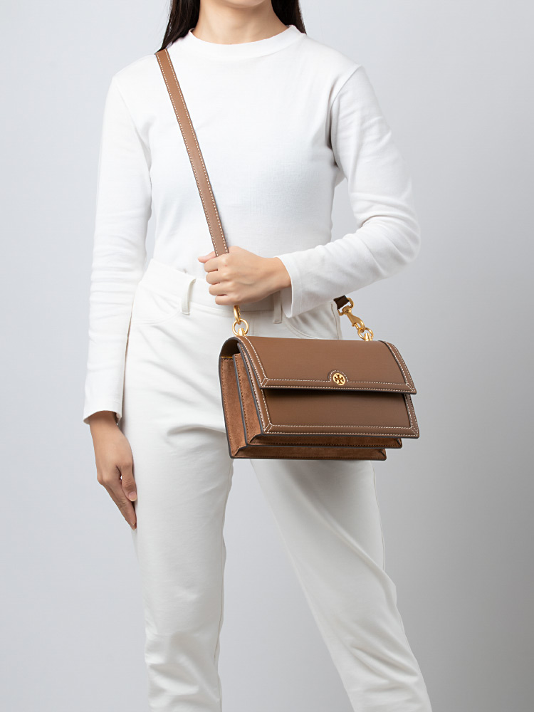T Monogram Leather Shoulder Bag Moose