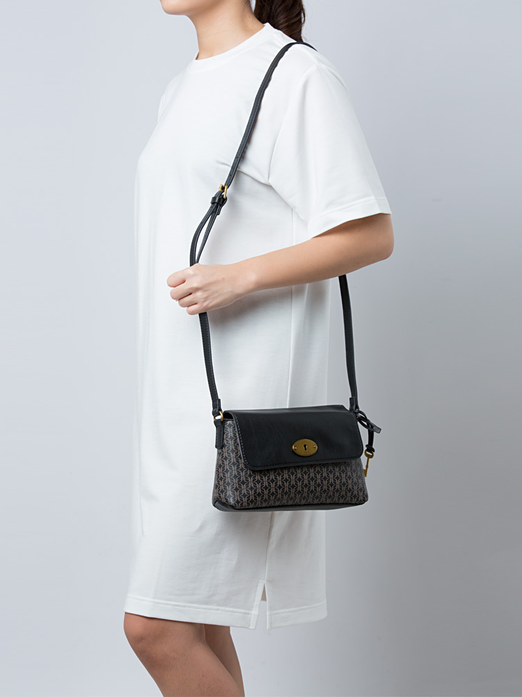 SHB3039015 Gabriella Small Flap Crossbody Black Brown