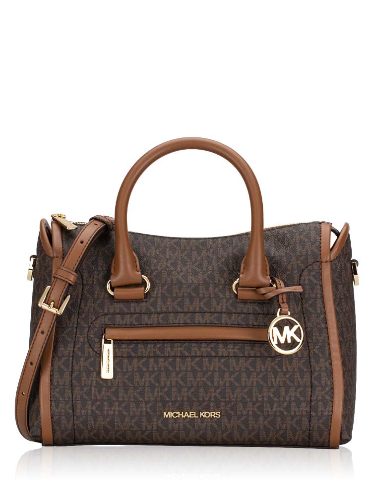 Signature Carine Medium Top Zip Satchel Brown