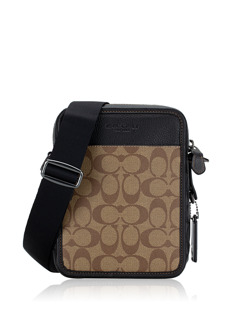 Men CC090 Signature Blocked Sullivan Crossbody Khaki Charcoal