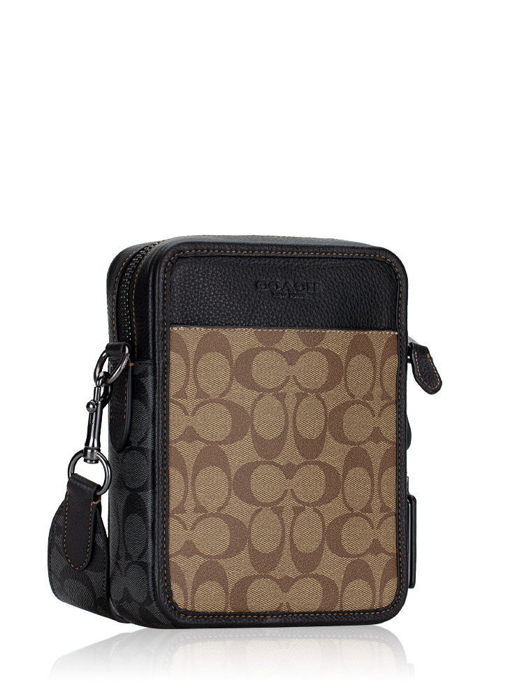 Men CC090 Signature Blocked Sullivan Crossbody Khaki Charcoal
