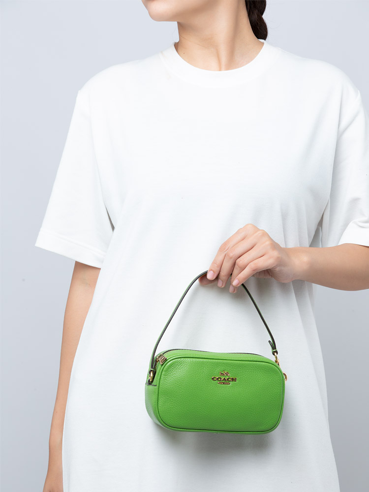 C9932 Jamie Leather Wristlet Neon Green