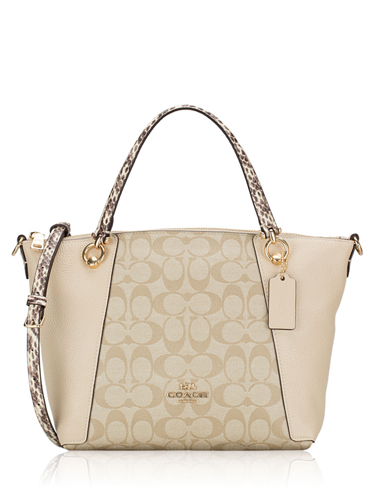 C7261 Signature Colorblock Kacey Satchel Light khaki Ivory Multi