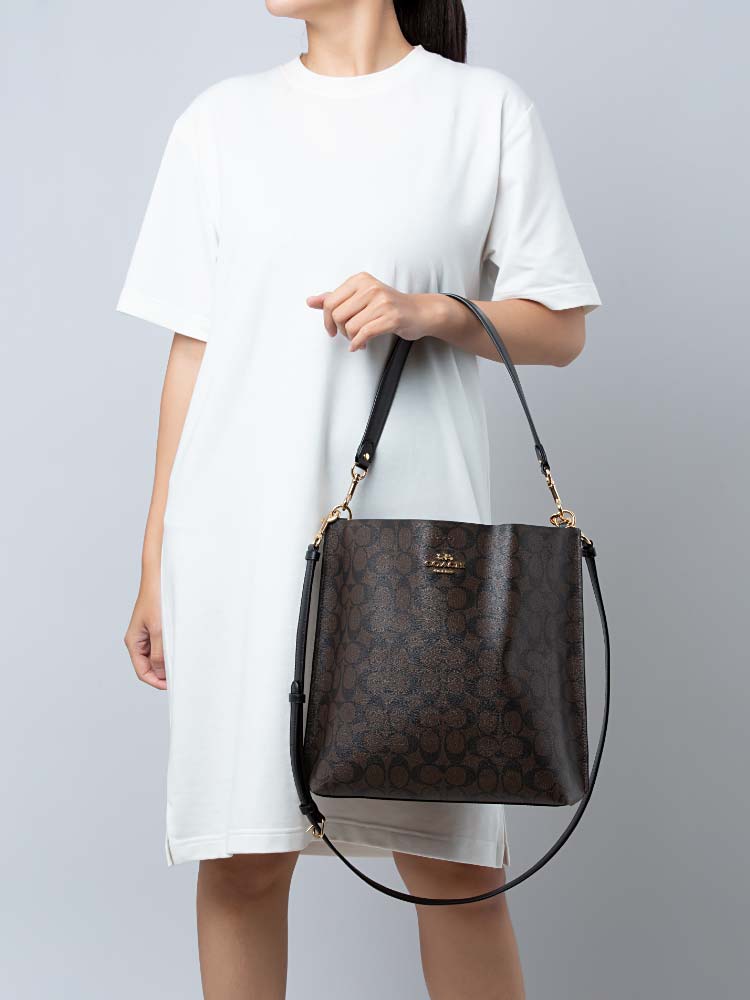 CA561 Signature Mollie Bucket Bag Brown Black