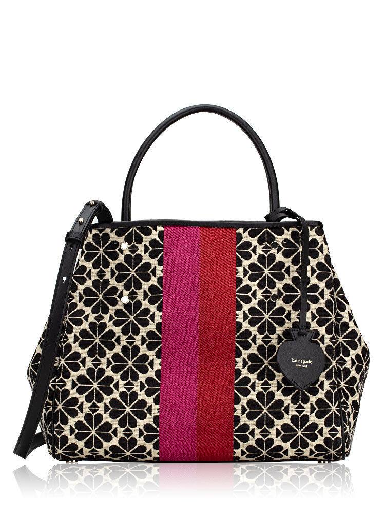 Everything Spade Flower Jacquard Stripe Medium Tote Cream Multi