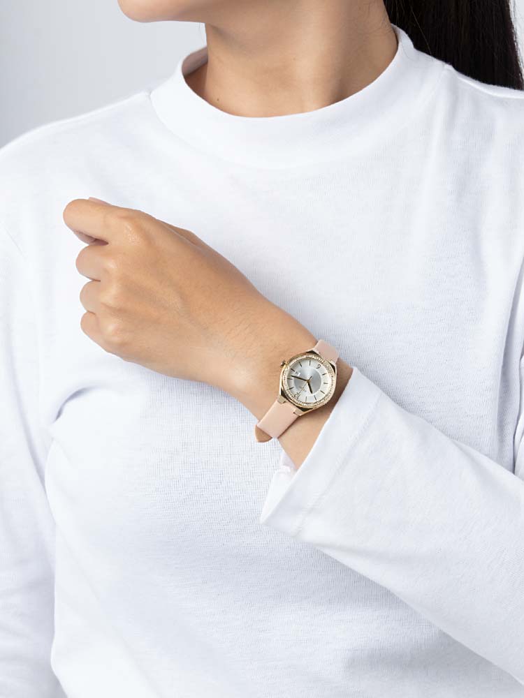 BQ3804 Eevie Leather Strap Pink Gold