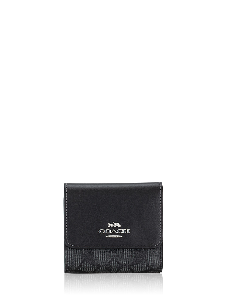 CE930 Signature Blocked Small Trifold Wallet Graphite Black