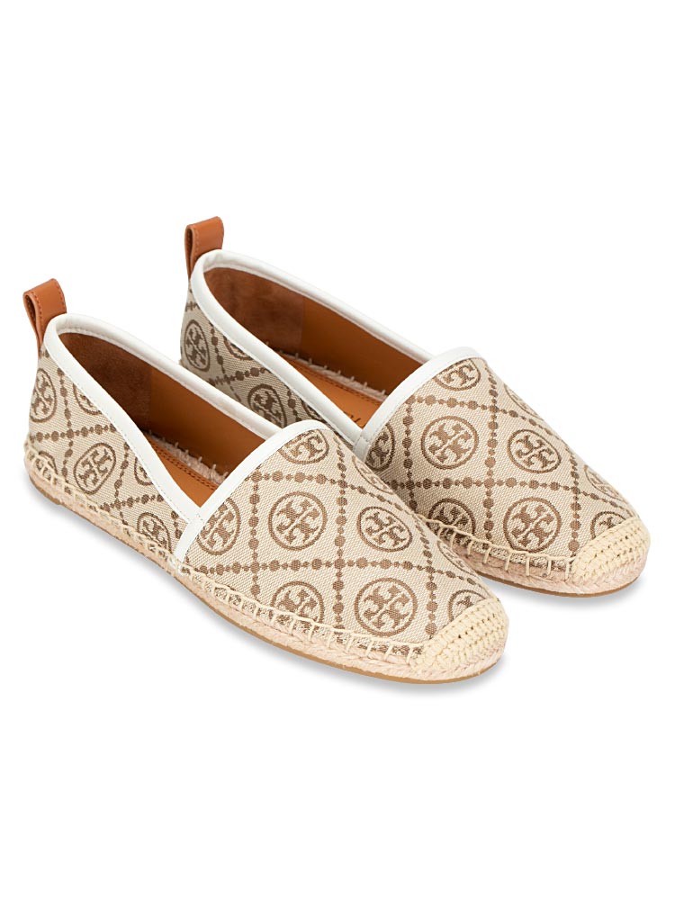 T Monogram Espadrille Flats Hazel Jacquard Sz 6