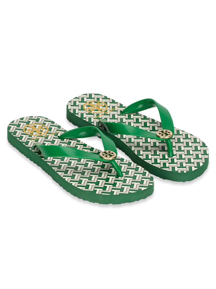 Tzag Allover Flip Flop Sandals Emerald Green