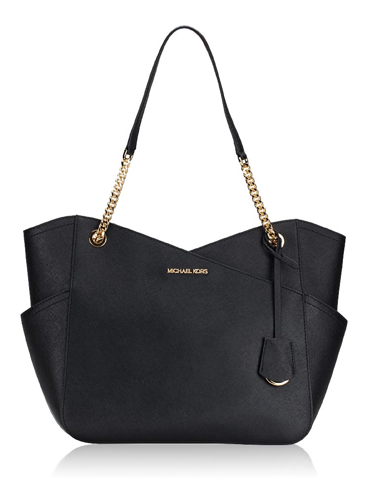 Jet Set Travel Large X Chain Shoulder Tote Black