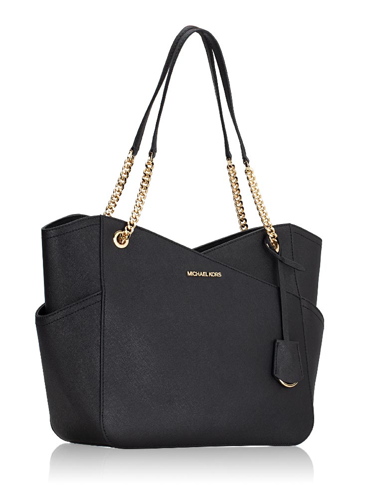 Jet Set Travel Large X Chain Shoulder Tote Black