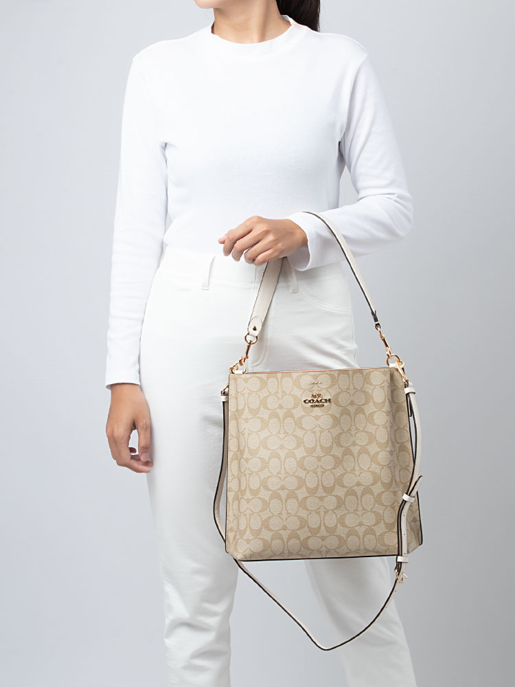 CA561 Signature Mollie Bucket Bag Light Khaki Chalk