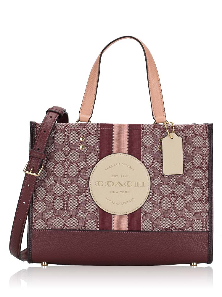 C8448 Signature Jacquard Stripe Dempsey Carryall Bag Wine Multi