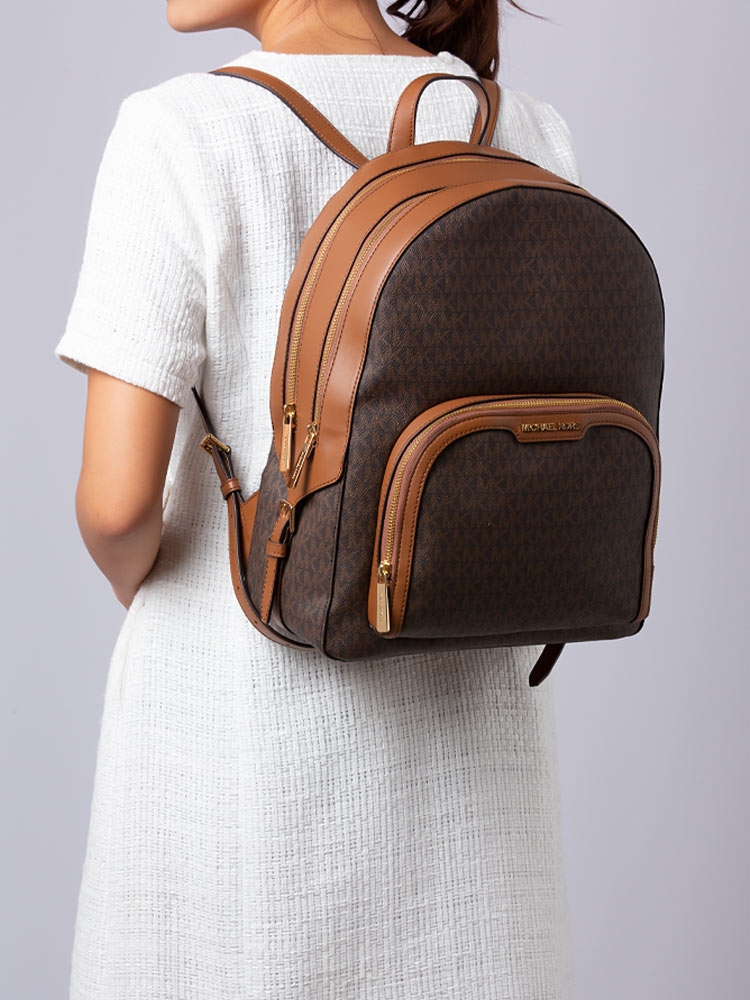 Signature Jaycee Large Zip Pocket Backpack Brown 