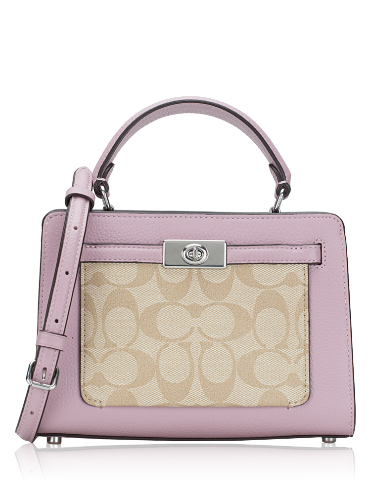 CC977 Signature Mini Lane Top Handle Light Khaki Ice Purple