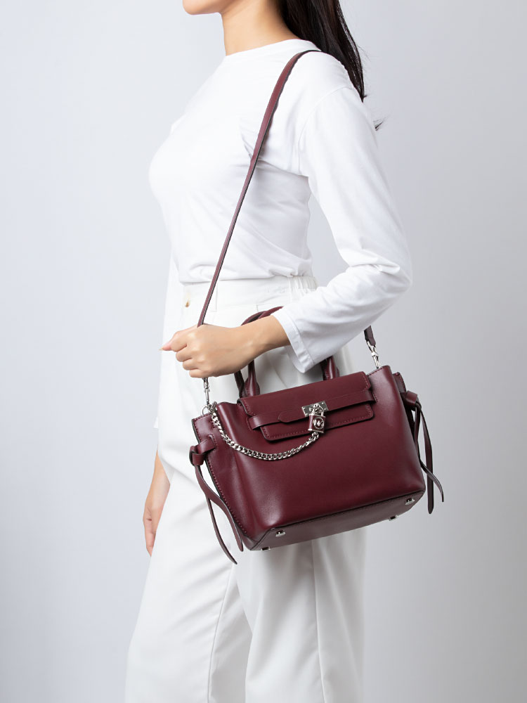 Hamilton Legacy Leather Small Belted Satchel Merlot