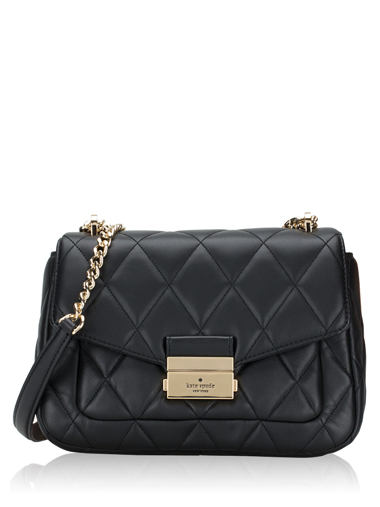 Carey Smooth Quilted Small Flap Shoulder Bag Black