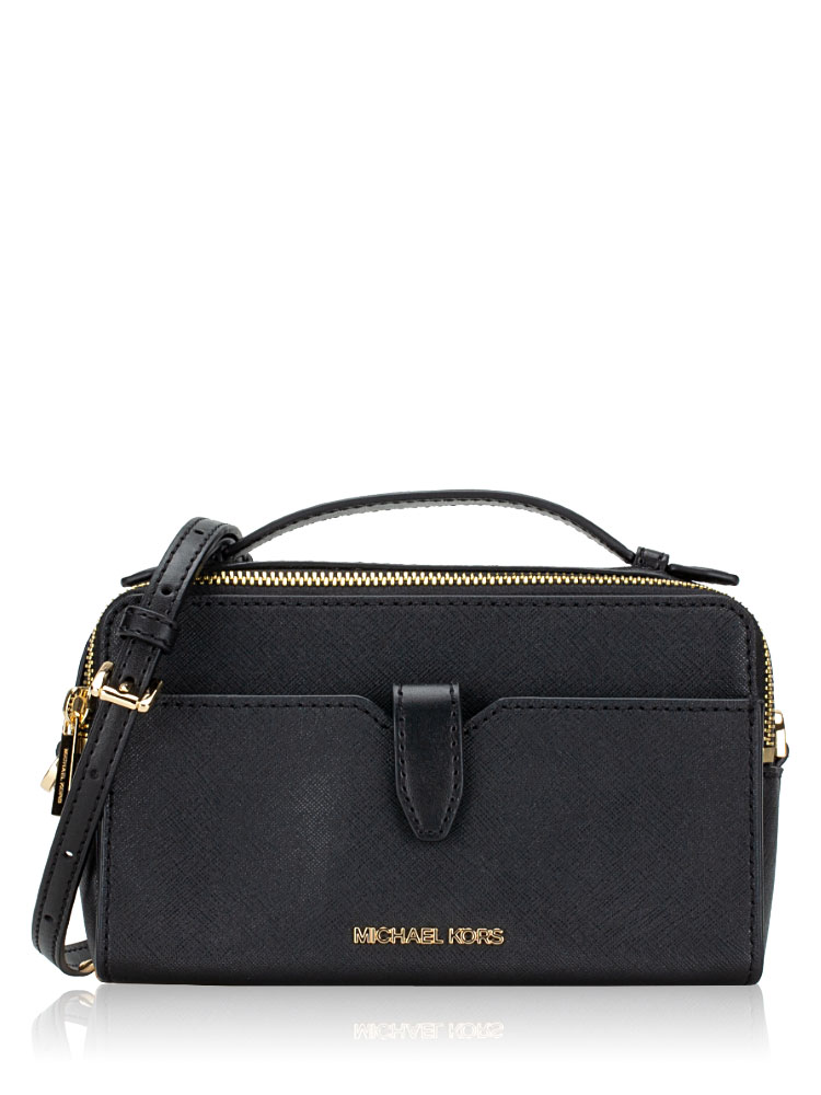 Jet Set Item Medium Double Zip Phone Crossbody Black