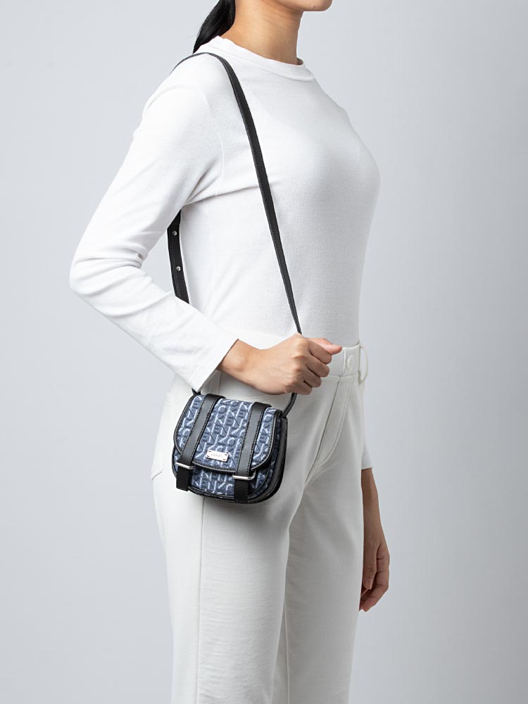 Monogram Jacquard Mini Messenger Navy Blue