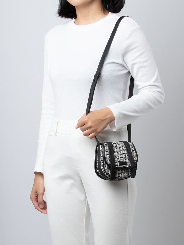 Monogram Jacquard Mini Messenger Black White