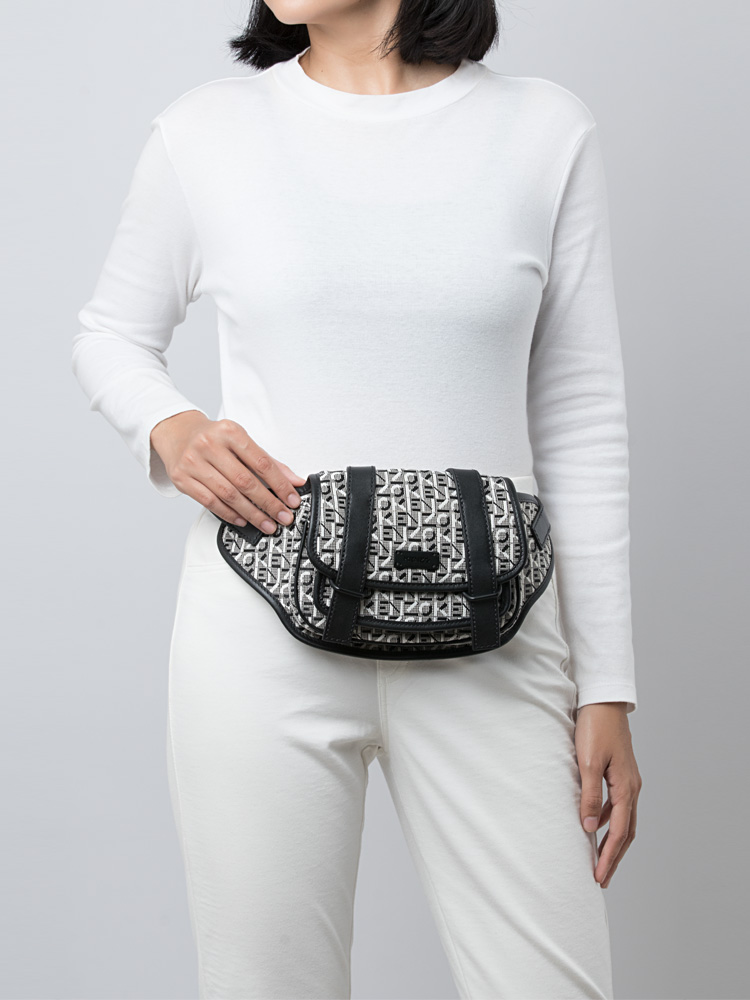 Monogram Jacquard Belt Bag Black White