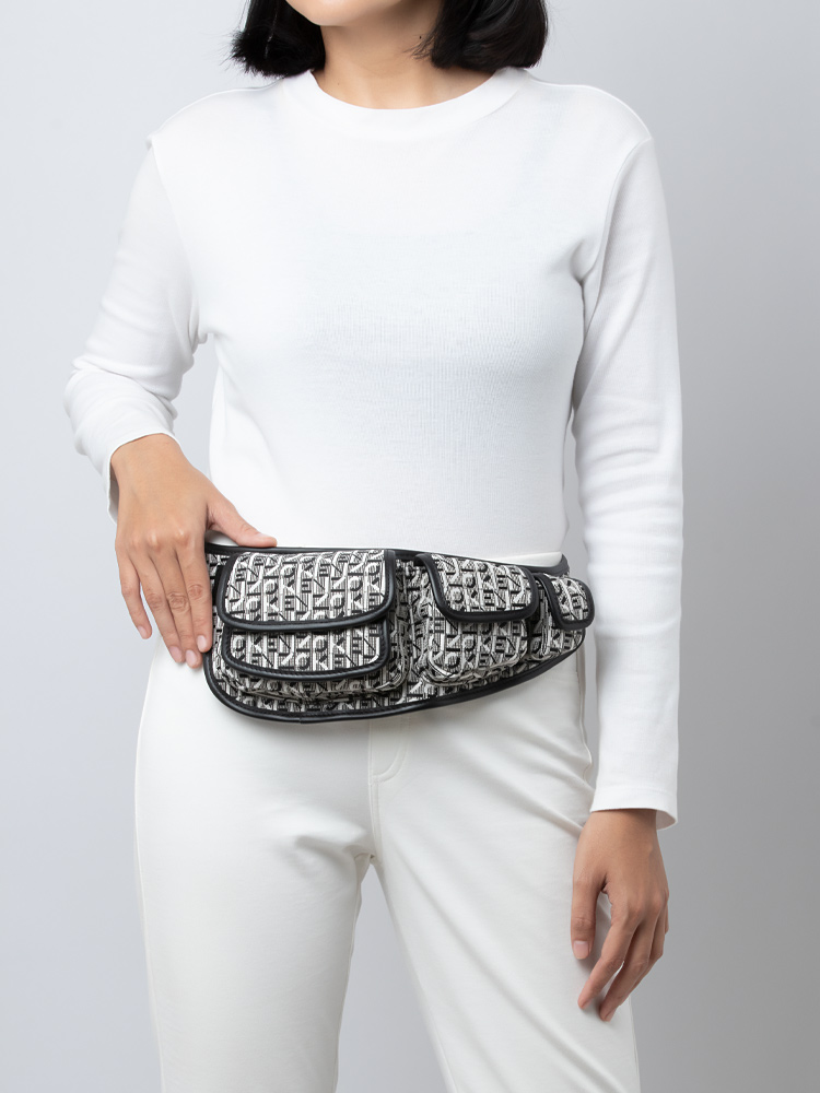Monogram Jacquard Utility Belt Bag Black White  