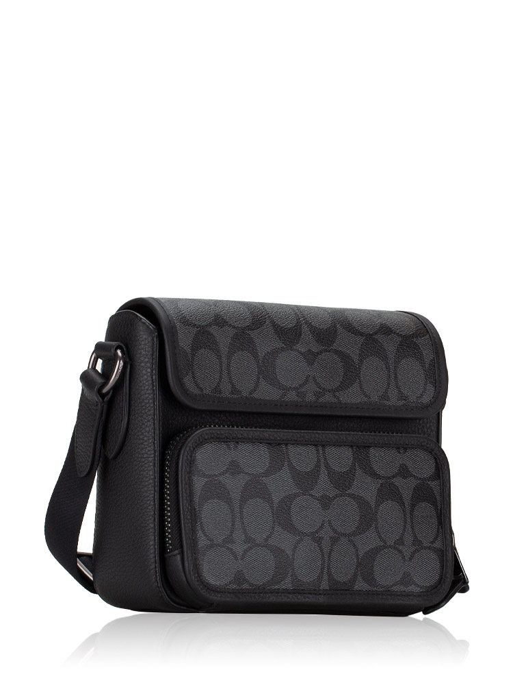 C9870 Signature Sullivan Flap Crossbody Bag Black Charcoal