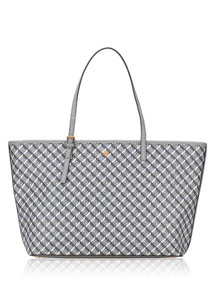 Geo Logo Allover Top Zip Tote Gray