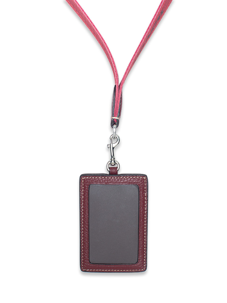 CH693 Leather ID Lanyard Wine Multi