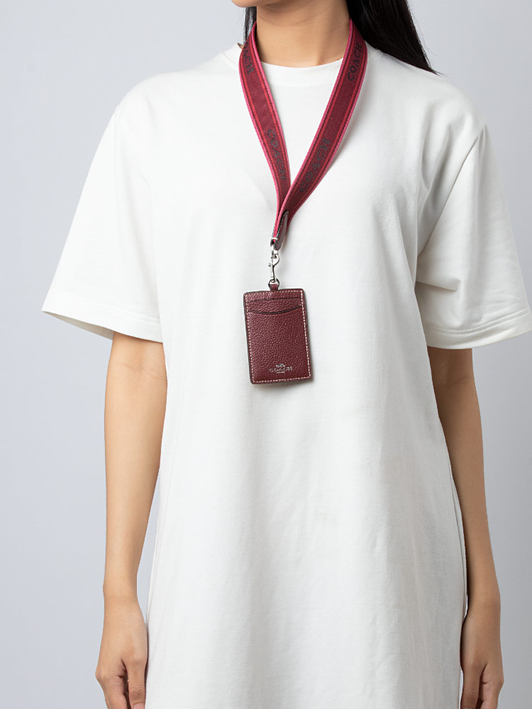 CH693 Leather ID Lanyard Wine Multi
