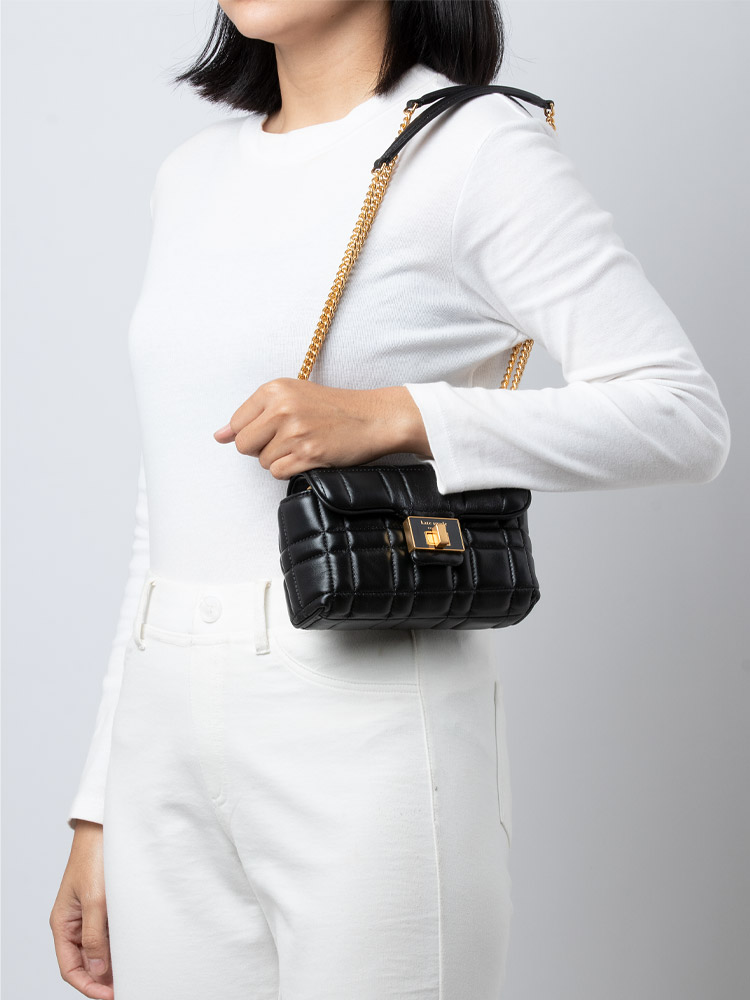 Evelyn Flap Chain Wallet Black