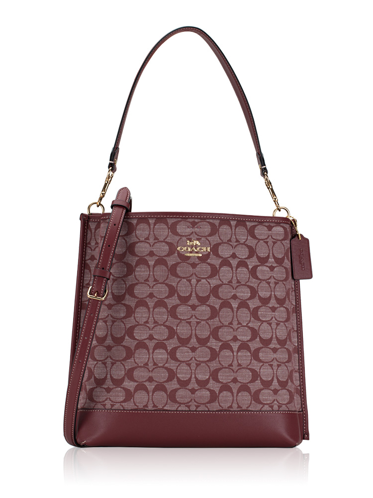 CH229 Signature Chambray Mollie Bucket Bag Wine Multi
