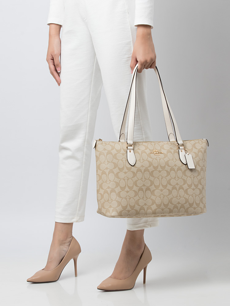 CH504 Signature Gallery Tote Light Khaki Chalk