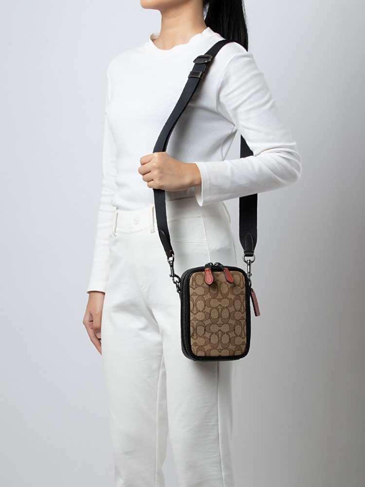 CH097 Signature Stanton Crossbody Khaki Black Multi