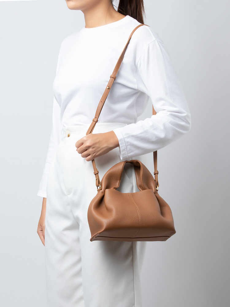 Textured Calfskin Numero Neuf Mini Camel