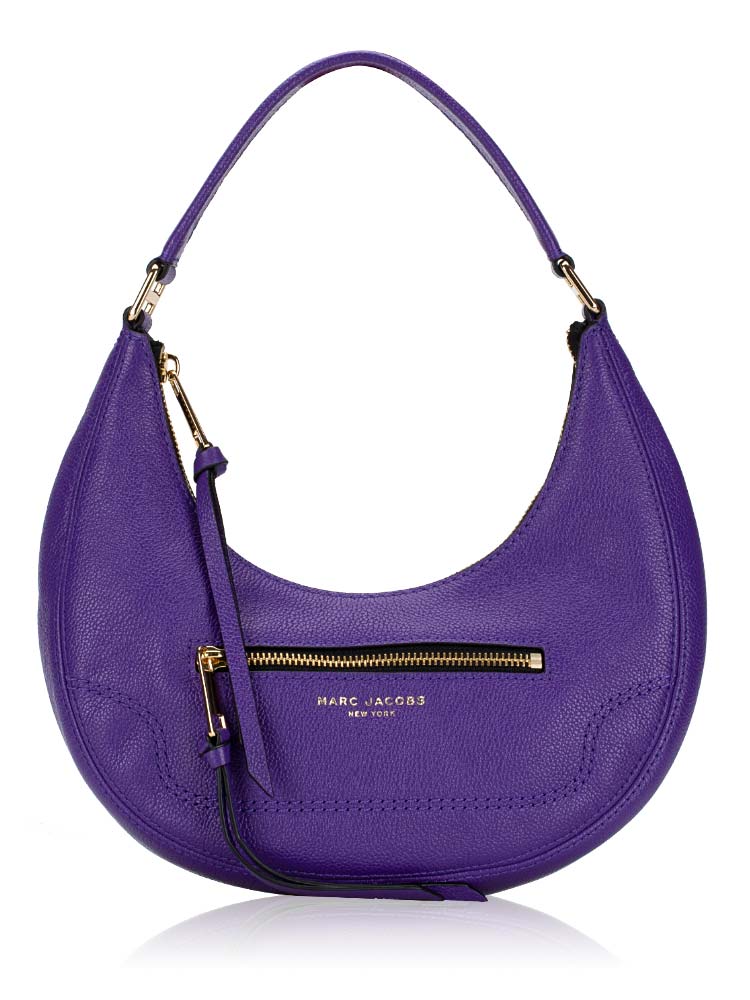 H920L03FA22 Crescent Leather Shoulder Bag Heliotrope