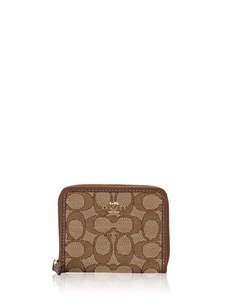 CH389 Signature Jacquard Small Zip Around Wallet Saddle Multi