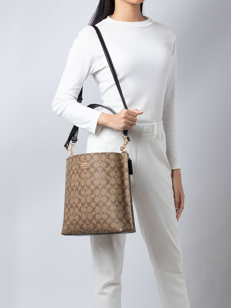 CA561 Signature Mollie Bucket Bag Khaki Black